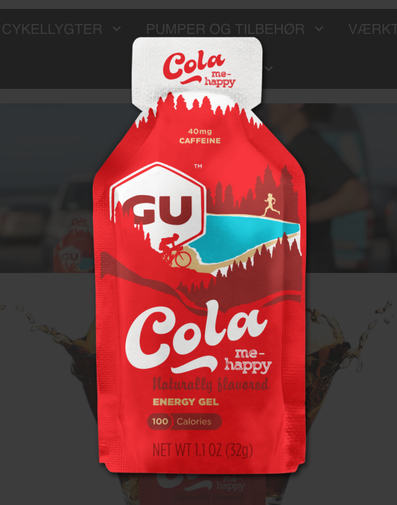 1 stk. GU Energy Gel med Cola Me Happy med Koffein | Energi gel med koffein