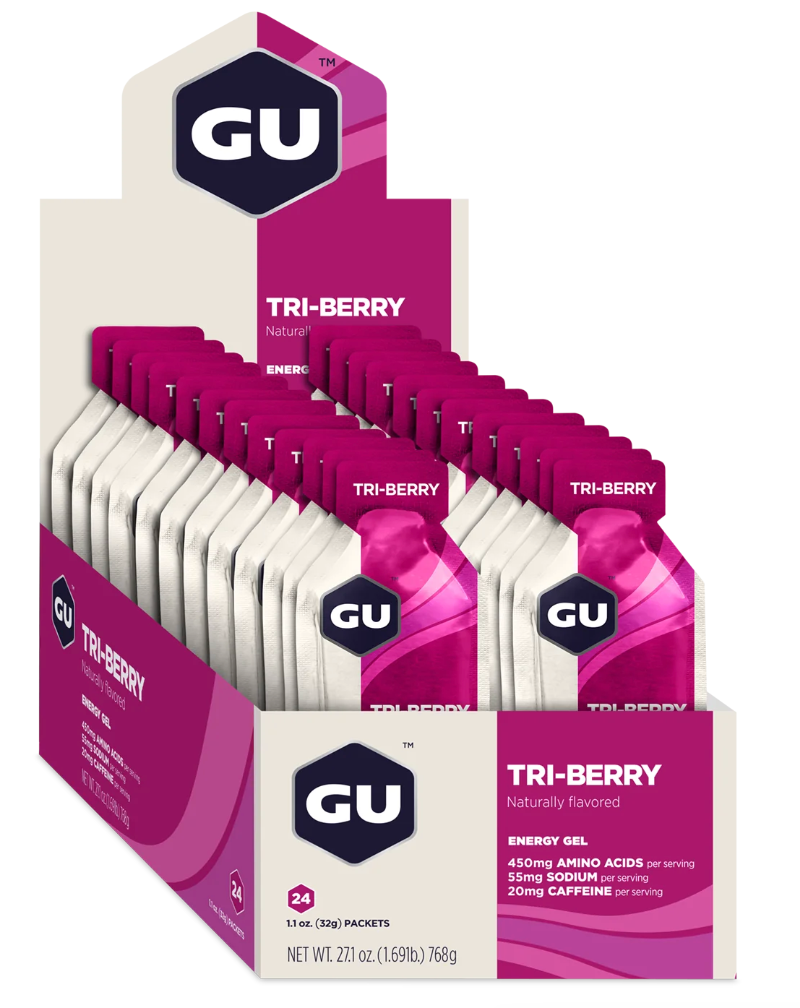 24 stk. GU Energy Energigel Tri-berry med koffein