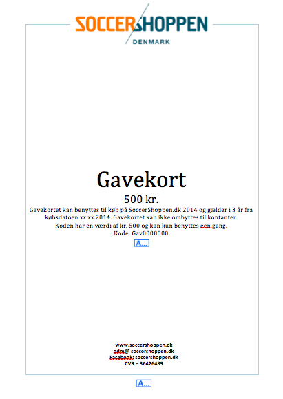Gavekort 400 kr.